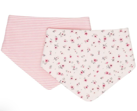 All4Ella Reversible Bandana Bibs 2pk - Pink Petals