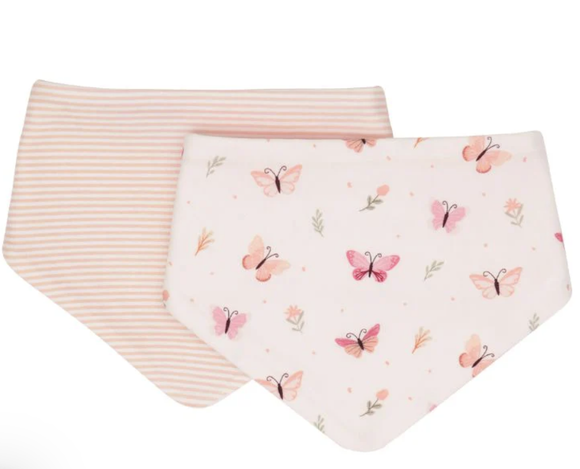 All4Ella Reversible Bandana Bibs 2pk - Sweet Butterfly