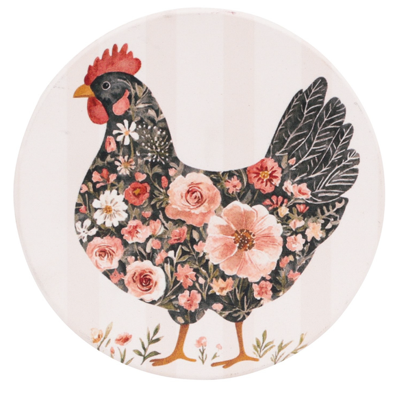 Cottage Grove Dark Hen Ceramic Coaster