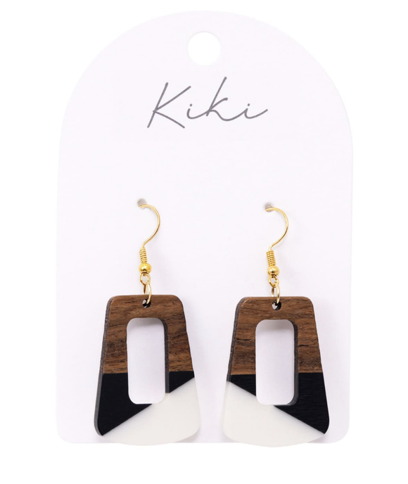 KiKi Geo Wood Rectangles Earrings