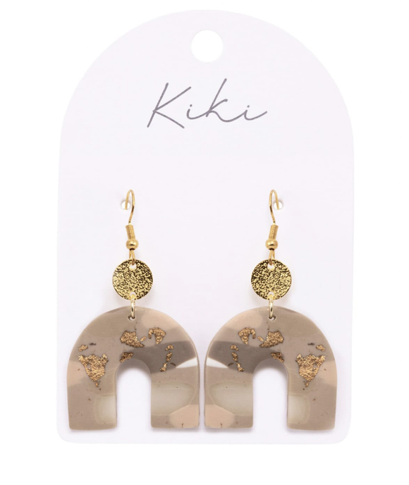 KiKi Beige Shimmer Arch Earrings