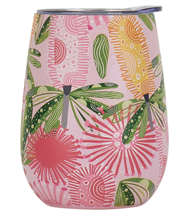 Wine Tumbler Stainless - Pink Banksia