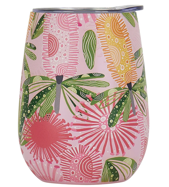 Wine Tumbler Stainless - Pink Banksia