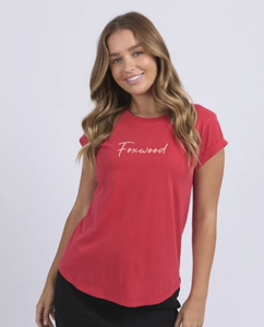 Foxwood Signature Contrast Tee - Red/ Peach