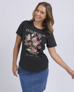 Foxwood Flowers Tee - Washed Black