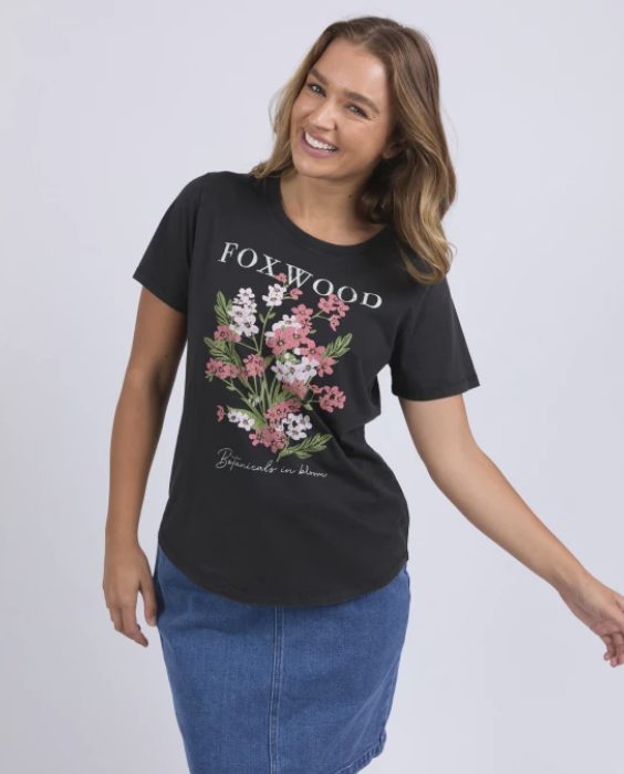 Foxwood Flowers Tee - Washed Black