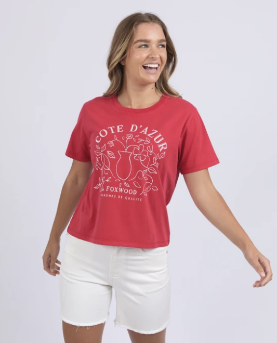 Foxwood Cote D'azur Tee - Crimson