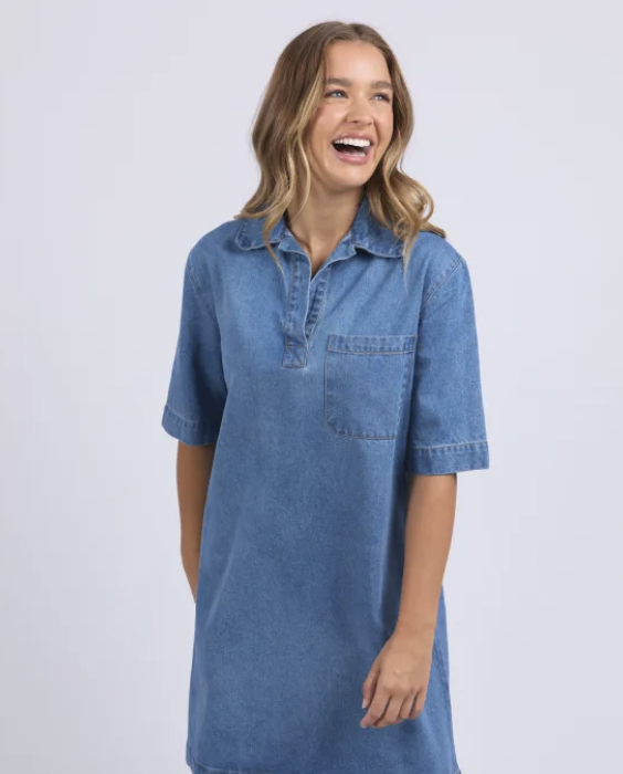 Foxwood Monte Shirt Dress - Mid Blue