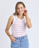 Foxwood Iris Stripe Tank - White/ Rose Stripe