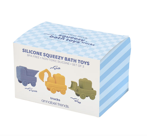 Silicone Squeezy Bath 3pc Toys - Trucks