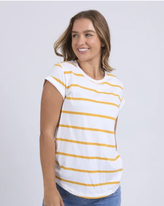 Manly Stripe Tee - White/ Mineral Yellow