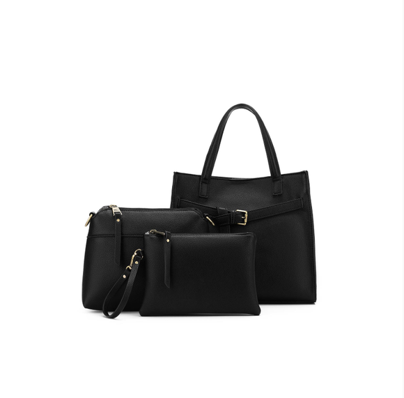 Black Caviar Designs 3 Piece Handbag Kellye - Black