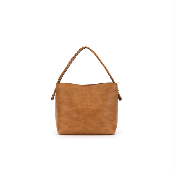 Black Caviar Design Capella 3 Compartment Shoulder/ Crossbody Bag - Tan