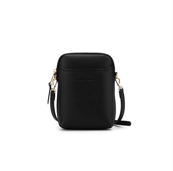 Black Caviar Design Mika Passport Phone Crossbody - Black