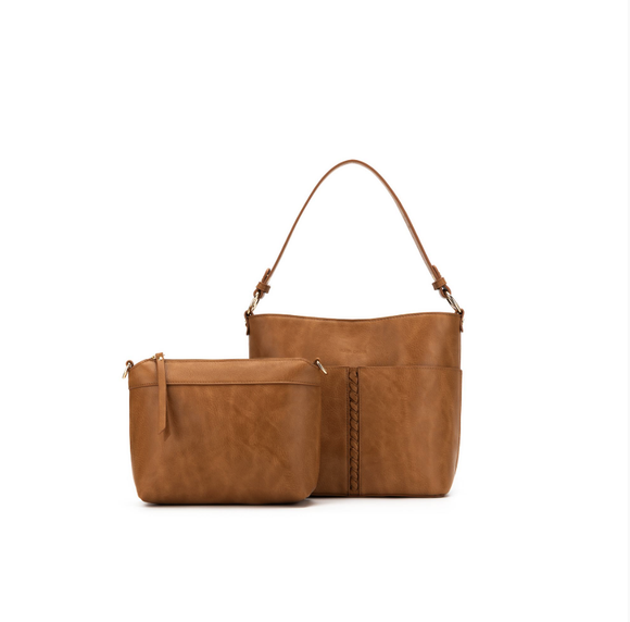 Black Caviar Design Melody Piece Shoulder Crossbody Bag - Tan
