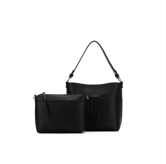 Black Caviar Design Melody Piece Shoulder Crossbody Bag - Black