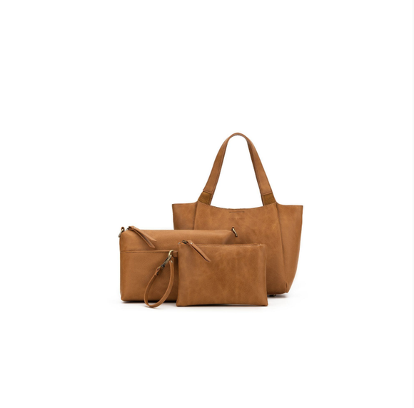 Black Caviar Evelyn 3 Piece Hobo Tote - Tan
