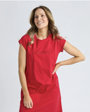 Foxwood Signature Embroidery Tee Dress - Crimson