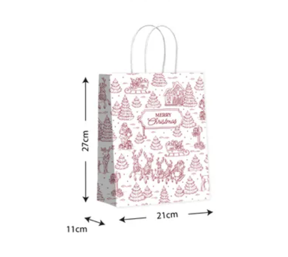 Gift Bag - Christmas Toile Red