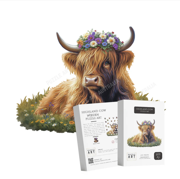 Wooden Puzzle Art - Highland Cow