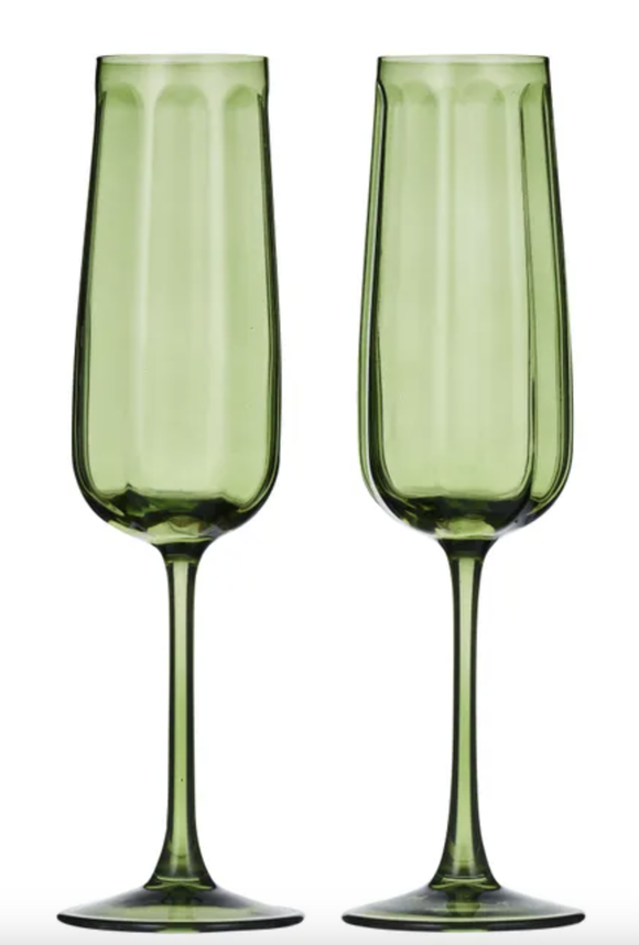 Studio S/2 Glass Flute 7x24cm Olive