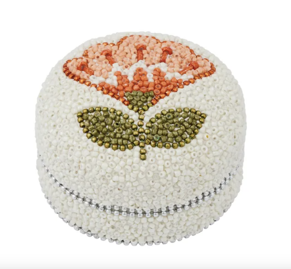 Freya Beaded Trinket Box 8x8x5cm Multi Coloured