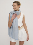 Pinstripe Cotton Lightweight Scarf in Blue