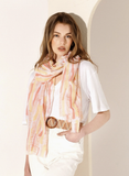 Striped Print Lightweight Scarf Yellow