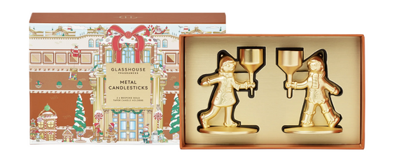GLASSHOUSE FRAGRANCES Metal Candlestick Holders - Christmas