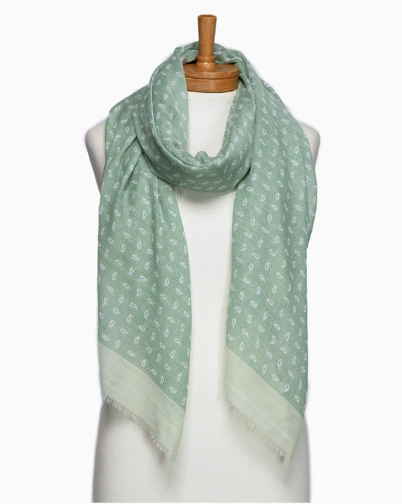 Little Paisley Monogram Scarf - Mint