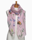 Birds, Butterflies, Dragonflies Scarf - Pink