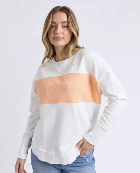 Foxwood Simplified Tonal Crew - Vintage White/ Peach