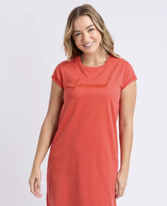 Foxwood Signature Embroidery Tee Dress - Tangelo