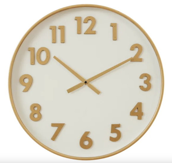 Watson Metal Clock 50cm Gold/White