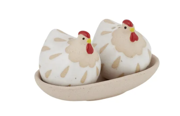 Charlie Chook Ceramic S&P Shakers - Ivory
