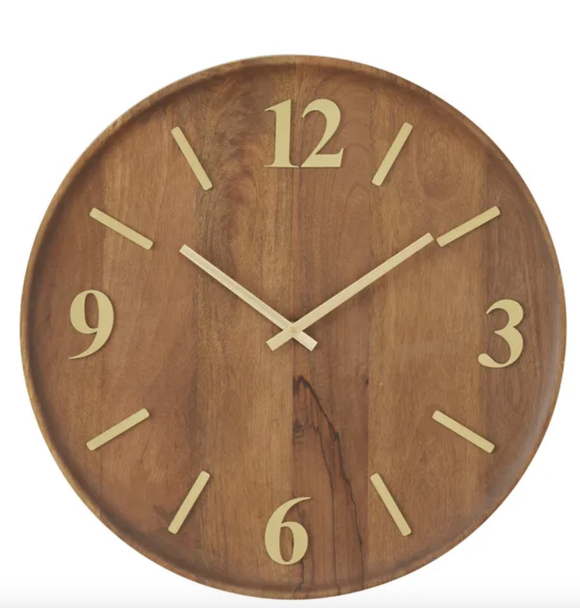Turner Wood Clock 50cm Walnut/Gold