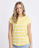 Foxwood Manly Stripe Tee - Sunshine/ White