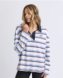Foxwood Cindy Stripe Ruby Top - White Multi Stripe