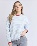 Foxwood Original Stripe Crew - Ice Blue / White