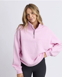 Foxwood College Contrast Zip Crew - Pink / Port