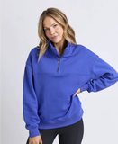 Foxwood College Contrast Zip Crew - Dazzling Blue