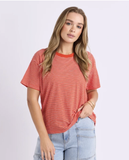 Foxwood Hutch Stripe Tee - Grenadine/ White