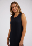 Foxwood Pippa Rib Dress - Dark Sapphire