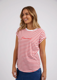 Foxwood Signature Stripe Tee - Cayenne & White