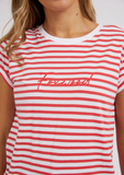 Foxwood Signature Stripe Tee - Cayenne & White