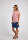 Foxwood Signature Stripe Tee - Cayenne & White