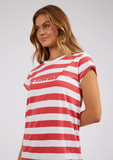 Foxwood Signature Stripe Tee Dress - Cayenne & White