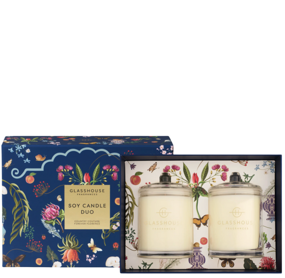 GLASSHOUSE FRAGRANCE Mother's Day 2X 200g Candles  - Country Couture & Forever Florence