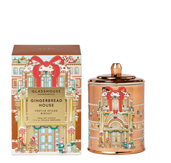 GLASSHOUSE FRAGRANCES Gingerbread House 380g Triple Scented Candle