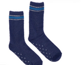 At Mens - Grippy Lounge Socks Navy Stripe